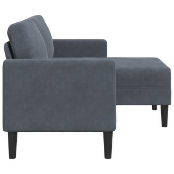 2-Sitzer-Sofa mit Chaiselongue L-Form Dunkelgrau 125 cm Samt
