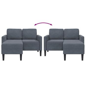 2-Sitzer-Sofa mit Chaiselongue L-Form Dunkelgrau 125 cm Samt