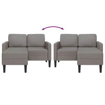 2-Sitzer-Sofa mit Chaiselongue L-Form Taupe 125 cm Stoff