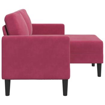2-Sitzer-Sofa mit Chaiselongue L-Form Weinrot 125 cm Samt