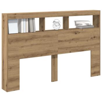 LED-Kopfteil mit Ablagen Artisan-Eiche 160x17x102 cm