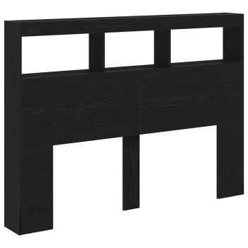 LED-Kopfteil mit Ablagen Schwarz Eichen-Optik 140x17x102 cm