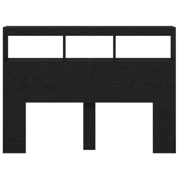 LED-Kopfteil mit Ablagen Schwarz Eichen-Optik 140x17x102 cm