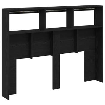 LED-Kopfteil mit Ablagen Schwarz Eichen-Optik 140x17x102 cm