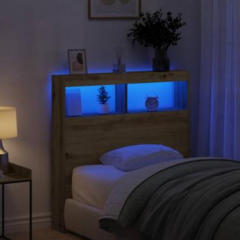 ARDEBO.de - LED-Kopfteil mit Ablagen Artisan-Eiche 100x17x102 cm