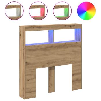 LED-Kopfteil mit Ablagen Artisan-Eiche 100x17x102 cm