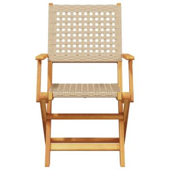 5-tlg. Garten-Essgruppe Beige Poly Rattan und Massivholz