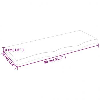 Wandregal 80x30x(2-4) cm Massivholz Eiche Unbehandelt