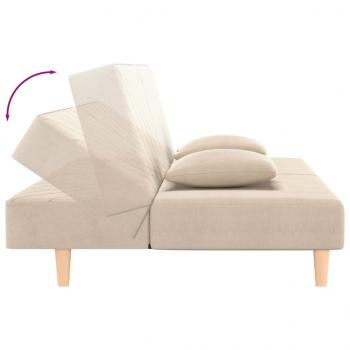 Schlafsofa 2-Sitzer mit 2 Kissen Creme Stoff