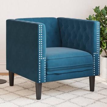 ARDEBO.de - Chesterfield-Sessel Blau Samt