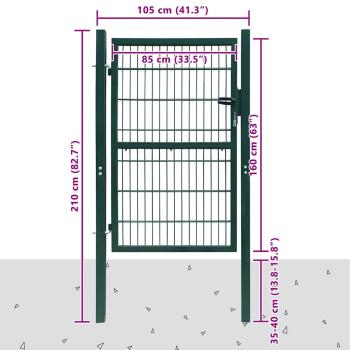 2D Zauntor (Einzeltor) Grün 106x210 cm