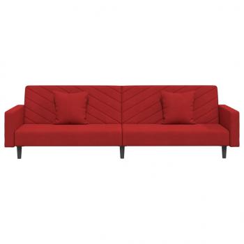 Schlafsofa 2-Sitzer mit 2 Kissen Weinrot Samt