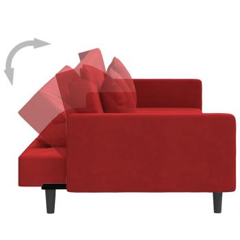 Schlafsofa 2-Sitzer mit 2 Kissen Weinrot Samt