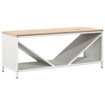 Brennholzregal mit Holzplatte Weiß 100,5x35,5x40 cm