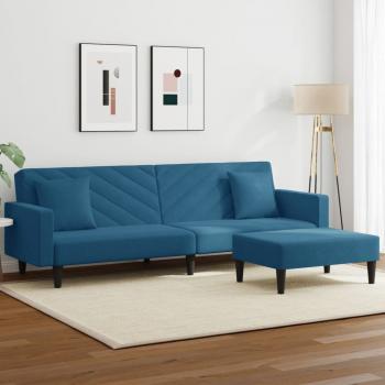 ARDEBO.de - 2-tlg. Sofagarnitur mit Kissen Blau Samt