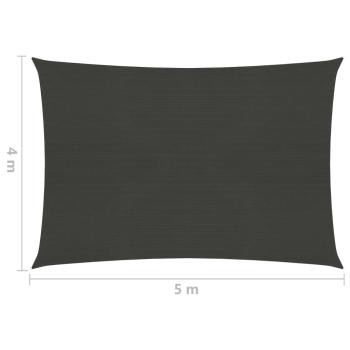 Sonnensegel 160 g/m² Anthrazit 4x5 m HDPE