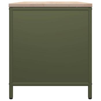 Brennholzregal mit Holzplatte Olivgrün 100,5x35,5x40 cm