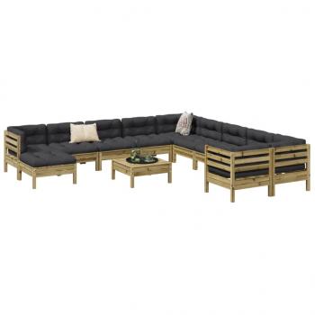 ARDEBO.de - 12-tlg. Garten-Sofagarnitur mit Kissen Kiefernholz Imprägniert