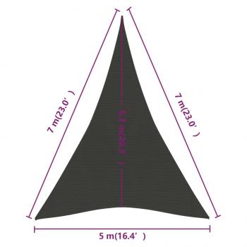 Sonnensegel 160 g/m² Anthrazit 5x7x7 m HDPE