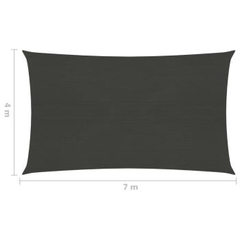 Sonnensegel 160 g/m² Anthrazit 4x7 m HDPE