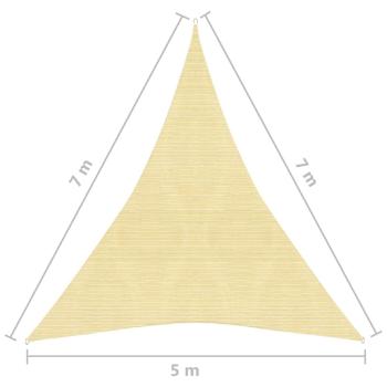 Sonnensegel 160 g/m² Beige 5x7x7 m HDPE