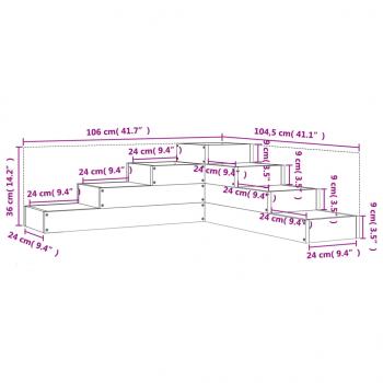 Pflanzentreppe 4 Stufen 106x104,5x36 cm Massivholz Kiefer