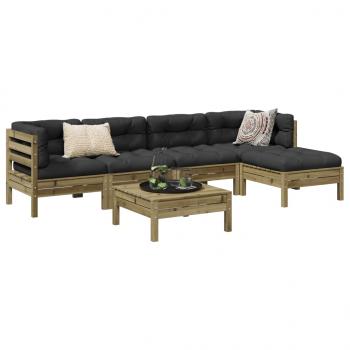ARDEBO.de - 6-tlg. Garten-Sofagarnitur mit Kissen Kiefernholz Imprägniert