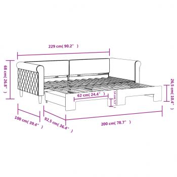 Tagesbett Ausziehbar Gelb 90x200 cm Samt
