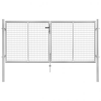 ARDEBO.de - Gartentor Verzinkter Stahl 306 x 150 cm Silbern