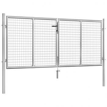 Gartentor Verzinkter Stahl 306 x 150 cm Silbern