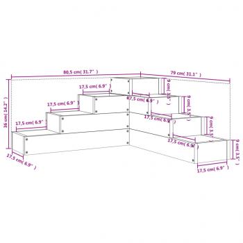 Pflanzentreppe 4 Stufen 80,5x79x36 cm Massivholz Kiefer