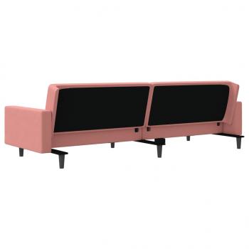 Schlafsofa 2-Sitzer mit 2 Kissen Rosa Samt