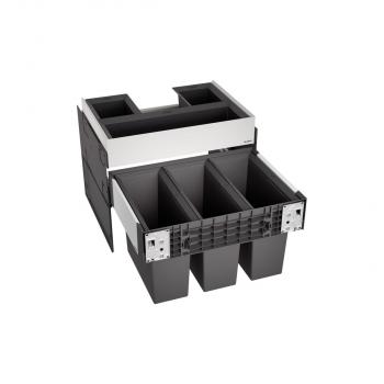 ARDEBO.de Blanco Select II 60/3 Orga Abfallsammler, 3x 15L Eimer, grau (526209)