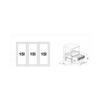Blanco Select II 60/3 Orga Abfallsammler, 3x 15L Eimer, grau (526209)