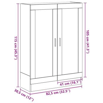 Bücherschrank Schwarz Eichen-Optik 82,5x30,5x115 cm