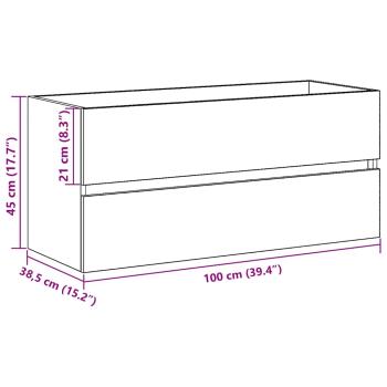 Waschbeckenunterschrank Schwarz Eichen-Optik 100x38,5x45 cm
