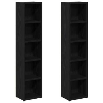 CD-Regale 2Stk. Schwarz Eichen-Optik 21x16x93,5cm Holzwerkstoff
