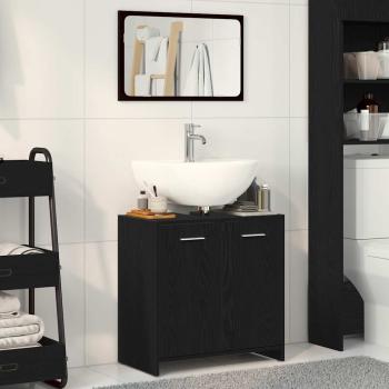 ARDEBO.de - Badschrank mit Spiegel Schwarz Eichen-Optik Holzwerkstoff