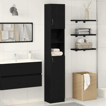 ARDEBO.de - Badschrank Schwarz Eichen-Optik 32x25,5x190 cm Holzwerkstoff