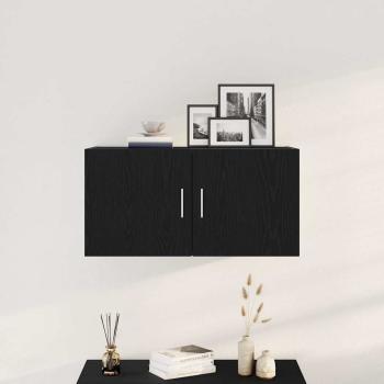 Wandschrank Schwarz Eichen-Optik 80x39x40 cm Holzwerkstoff