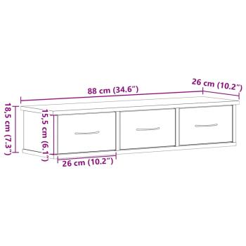 Wandschrank Schwarz Eichen-Optik 88x26x18,5 cm Holzwerkstoff