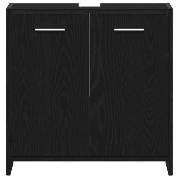 Waschbeckenunterschrank Schwarz Eichen-Optik 60x33x60 cm