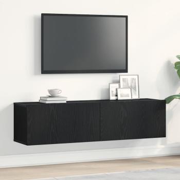 ARDEBO.de - TV-Schrank Schwarz Eichen-Optik 120x30x30,5 cm Holzwerkstoff