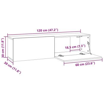 TV-Schrank Schwarz Eichen-Optik 120x30x30,5 cm Holzwerkstoff