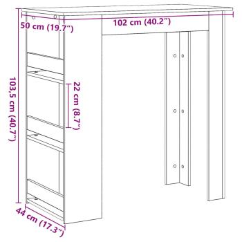 Bartisch mit Regal Schwarz Eichen-Optik 102x50x103,5 cm
