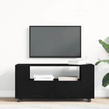 TV-Schrank mit Rollen Schwarz Eichen-Optik 102x34,5x43cm