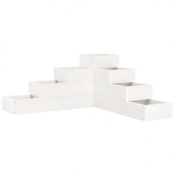 Pflanzentreppe 4 Stufen 80,5x79x36 cm Weiß Massivholz Kiefer