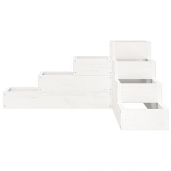 Pflanzentreppe 4 Stufen 80,5x79x36 cm Weiß Massivholz Kiefer