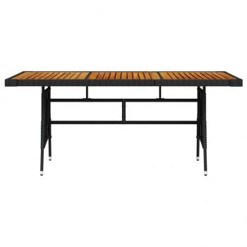Gartentisch Schwarz 160x70x72cm Poly Rattan & Massivholz Akazie