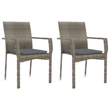 9-tlg. Garten-Essgruppe mit Kissen Grau Poly Rattan